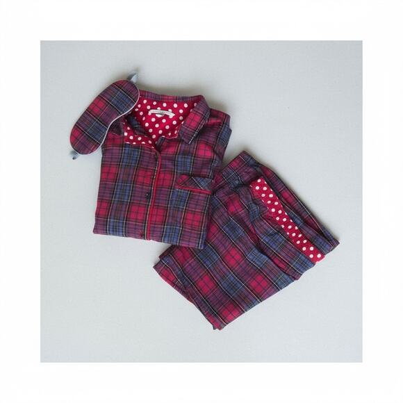 Victoria’s Secret Red Plaid Flannel Pajama Set | Christmas Sleepwear M | Eyemask - Picture 2 of 10